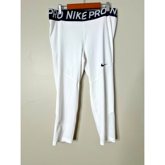 Nike Pro Dri-Fit White Activewear Compression Women's XL Crop Leggings Athletic - Picture 2 of 7